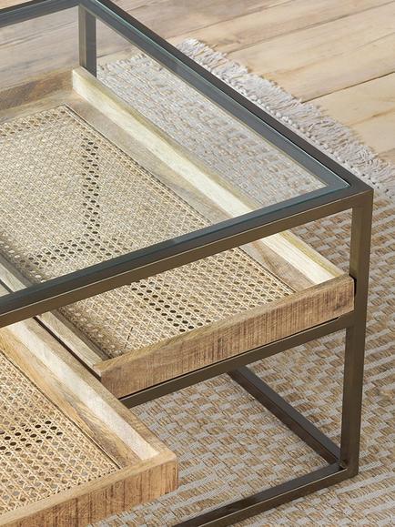Nkuku Luzon Display Coffee Table, Metallic Brass - view 2, Metallic Brass