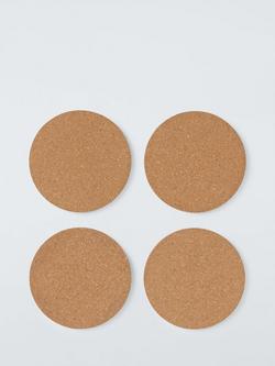 John Lewis Cork Coaster, Set of 4, Natural, Natural