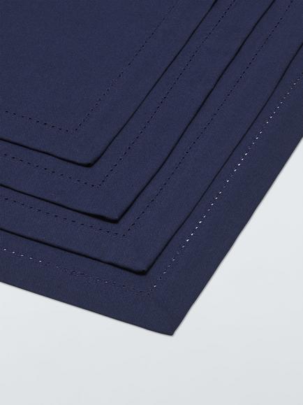 John Lewis Hem Stitch GOTS Organic Cotton Napkins, Set of 4, Blue - view 2, Blue