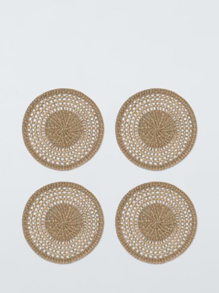 John Lewis Woven Seagrass Round Placemat, Set of 4, Natural, Natural