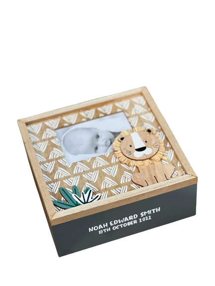 Solesmith Personalised Safari Child Keepsake Box, Multi, Multi