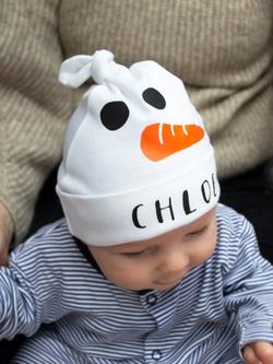 Solesmith Personalised Snowman Baby Hat, Multi - view 2, Multi