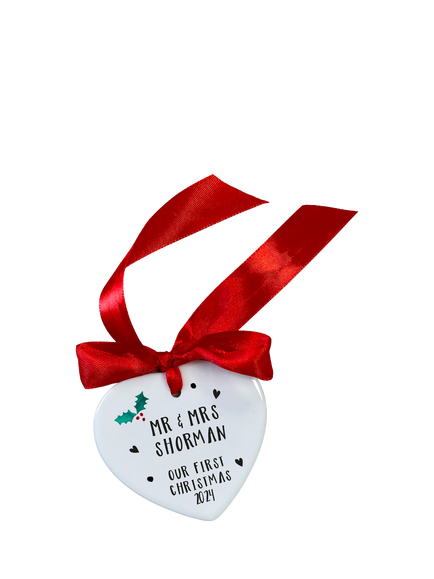 Solesmith First Year Married Personalised Christmas Tree Decoration, Multi, Multi