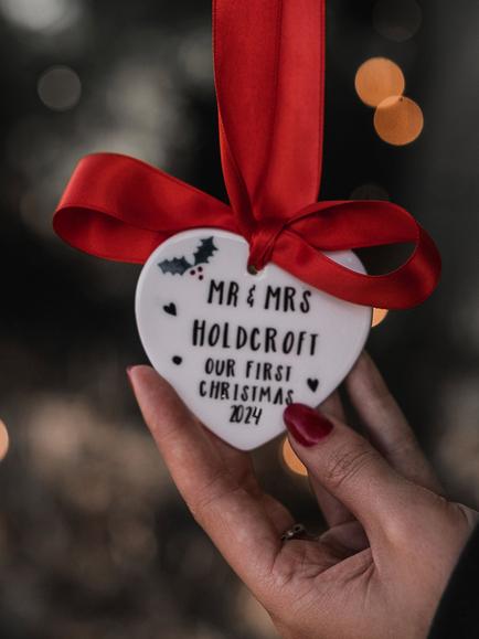 Solesmith First Year Married Personalised Christmas Tree Decoration, Multi - view 2, Multi