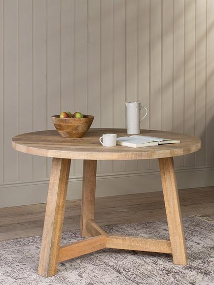 Nkuku Indali 4 Seater Round Dining Table, Natural - view 2, Natural Natural