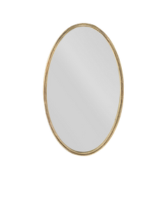 Nkuku Almora Oval Aluminium Wall Mirror, 85 x 52cm, Metallic Brass