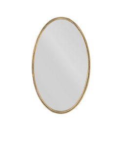 Nkuku Almora Oval Aluminium Wall Mirror, 85 x 52cm, Metallic Brass, Metallic Brass