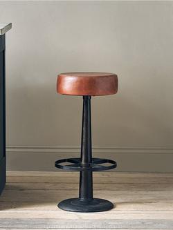Nkuku Narwana Round Stool, Brown - view 2, Brown Chocolate