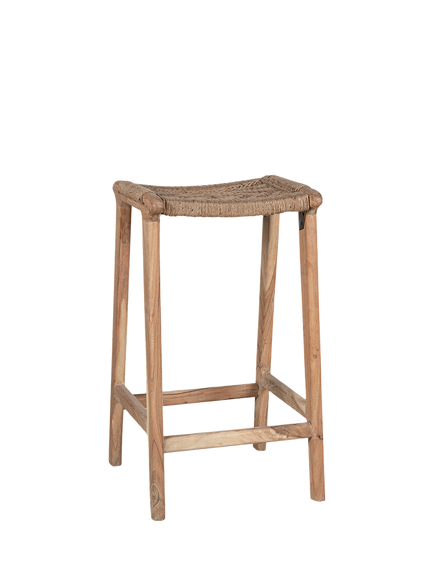 Nkuku Vinay Woven Counter Stool, Mid Brown, Brown Mid