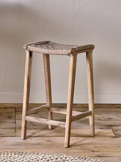 Nkuku Vinay Woven Counter Stool, Mid Brown - view 2, Brown Mid