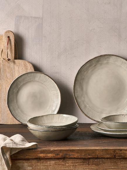 Nkuku Malia Dinnerware Set, 12 Piece, Natural Cream, Natural Cream