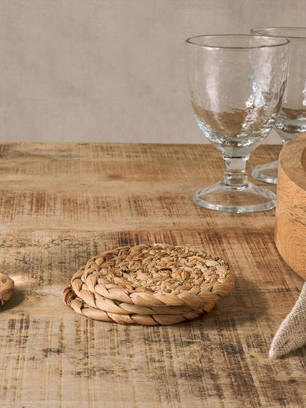 Nkuku Lam Coasters, Set of 4 - view 2, Natural Natural