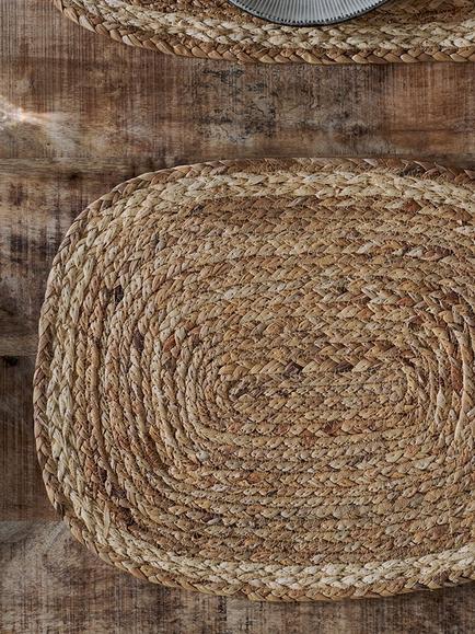 Nkuku Lam Water Hyacinth Woven Rectangular Placemat, Set of 4, Natural - view 2, Natural Natural