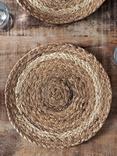 Nkuku Lam Water Hyacinth Woven Round Placemat, Set of 4, Natural