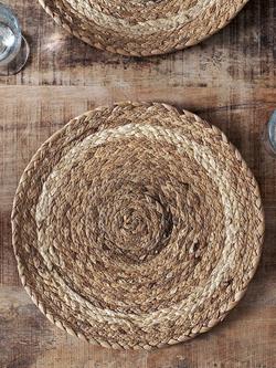 Nkuku Lam Water Hyacinth Woven Round Placemat, Set of 4, Natural - view 2, Natural Natural