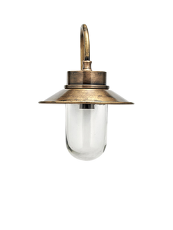 Nkuku Alwar Outdoor Wall Light, Brass, Metallic Brass