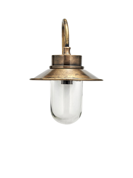 Nkuku Alwar Outdoor Wall Light, Brass, Metallic Brass
