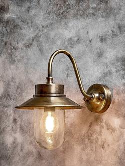 Nkuku Alwar Outdoor Wall Light, Brass - view 2, Metallic Brass