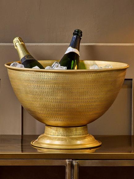 Nkuku Nalgora Wine and Champagne Bucket - view 2, Metallic Brass