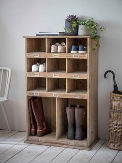 Garden Trading Chedworth Wood 11 Slot Welly & Shoe Locker Rack - view 2, Natural