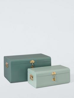 John Lewis Metal Storage Trunk Set, Pacific/Rosemary, Pacific/Rosemary