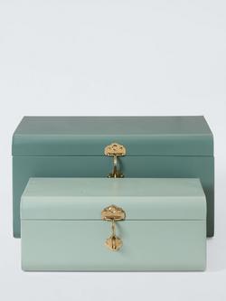 John Lewis Metal Storage Trunk Set, Pacific/Rosemary - view 2, Pacific/Rosemary