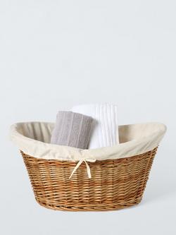 John Lewis Oval Willow Laundry Basket, Natural - view 2, Natural/Dark Brown