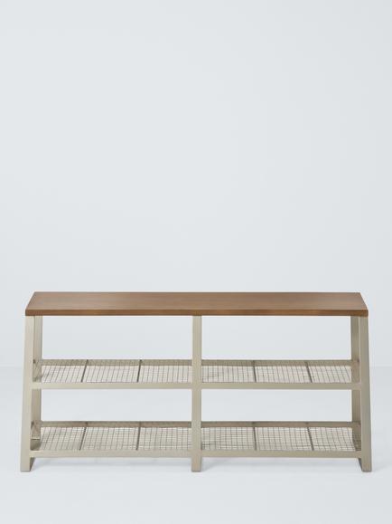 John Lewis Industrial Shoe Bench, Grey Smoke - view 2, Grey Smoke