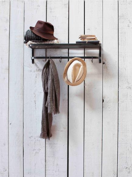 Garden Trading Farringdon Wall-Mounted Metal Luggage Rack, Dark Grey - view 2, Dark Grey