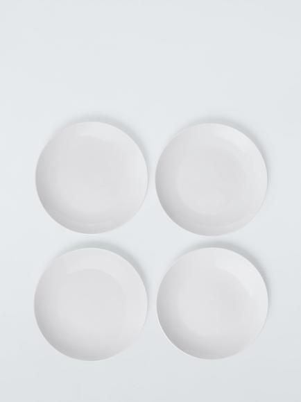 John Lewis Porcelain Coupe Side Plates, Set of 4, White White