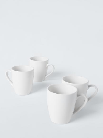 John Lewis Porcelain Mugs, Set of 4, White White