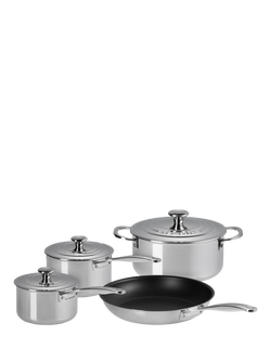 Le Creuset Signature 3-Ply Stainless Steel Pan & Lid Set, 4 Piece, Stainless Steel