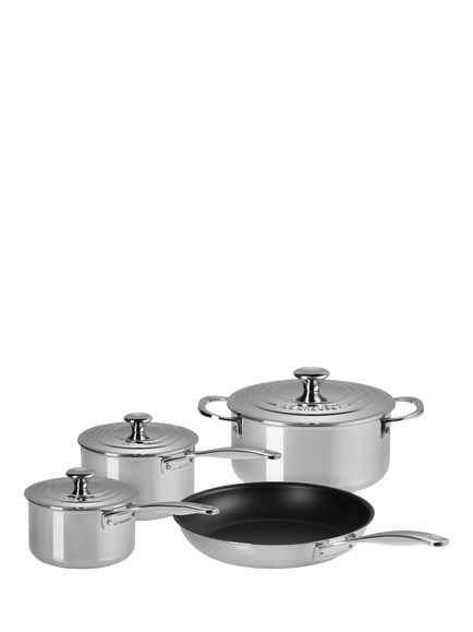 Le Creuset Signature 3-Ply Stainless Steel Pan & Lid Set, 4 Piece, Stainless Steel