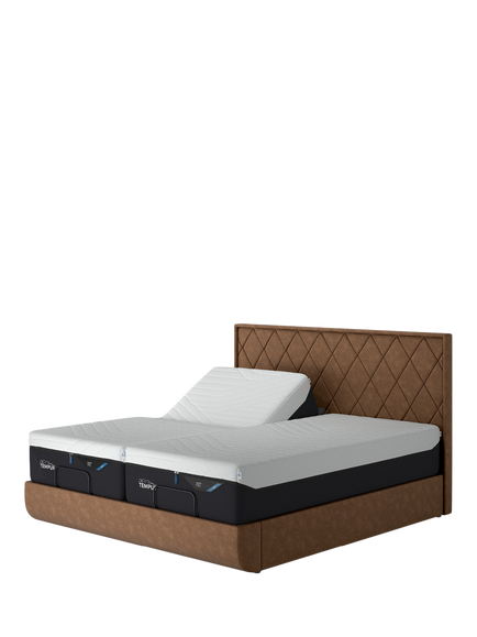 TEMPUR® Arc™ Ergo® Smart Quilted Upholstered Bed Frame, King Size, Brown