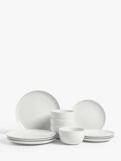 John Lewis Dine Porcelain Coupe Dinnerware Set, 12 Piece, White, White
