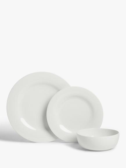 John Lewis Dine Rim Porcelain Dinnerware Set, 12 Piece, White - view 2, White