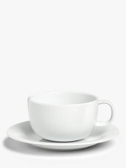 John Lewis Dine Porcelain Cappuccino Cups & Saucers, Set of 2, 350ml, White - view 2, White