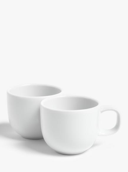 John Lewis Dine Porcelain Espresso Cup, Set of 2, 80ml, White, White