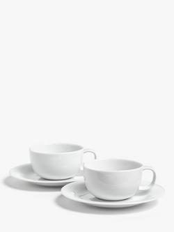 John Lewis Dine Porcelain Teacups & Saucers, Set of 2, 250ml, White, White