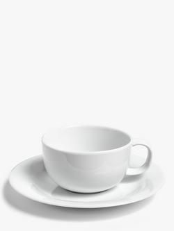 John Lewis Dine Porcelain Teacups & Saucers, Set of 2, 250ml, White - view 2, White
