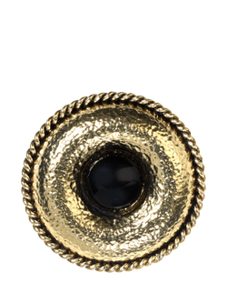 Eclectica Pre-Loved Refound 18ct Gold Plated Cabochon Rope Brooch, Dated Circa 1980s, Gold/Black