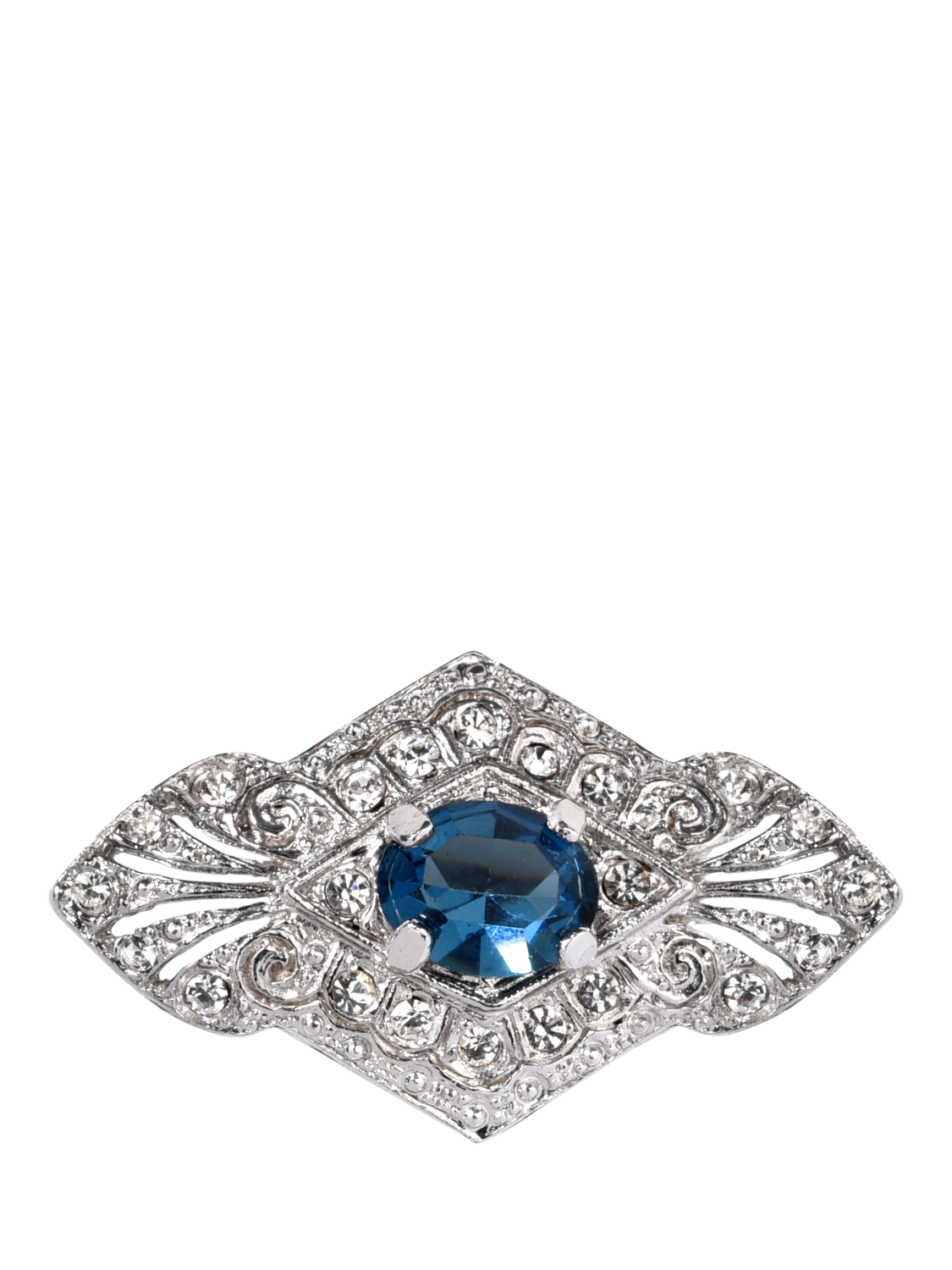Product image 1 of 3, which shows Eclectica Pre-Loved Refound Swarovski Crystal Brooch, Silver/Blue