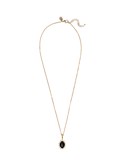 Eclectica Pre-Loved Crystal Pendant Necklace, Dated Circa 1980s, Black/Gold