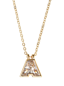 Eclectica Pre-Loved Refound Swarovski Crystal Initial Pendant Necklace, Dated Circa 1980s, Gold/ A