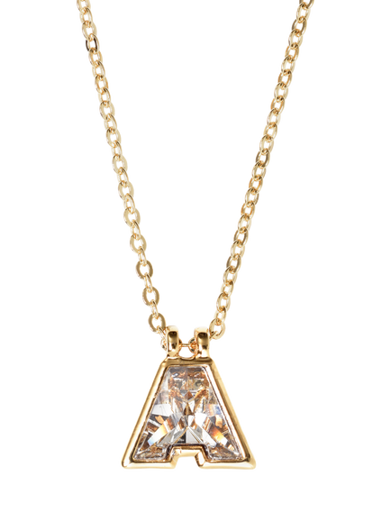 Eclectica Pre-Loved Refound Swarovski Crystal Initial Pendant Necklace, Dated Circa 1980s, Gold/ A