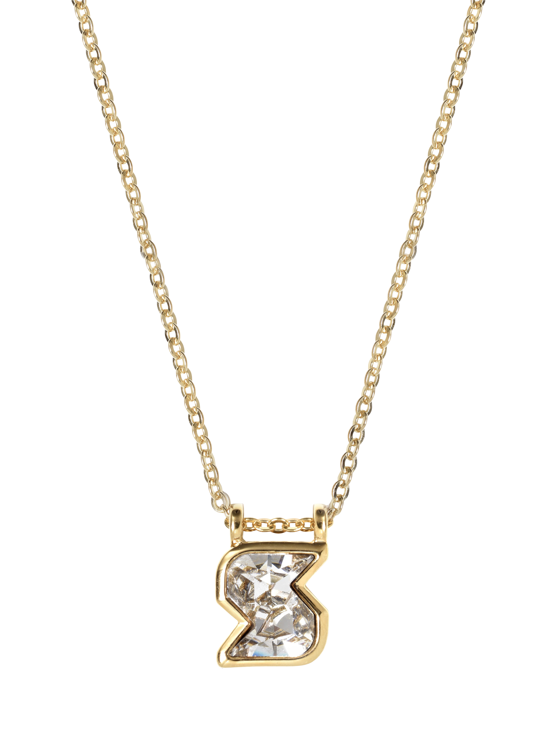 Product image 1 of 2, which shows Eclectica Pre-Loved Refound Swarovski Crystal Initial Pendant Necklace, Dated Circa 1980s, Gold/S