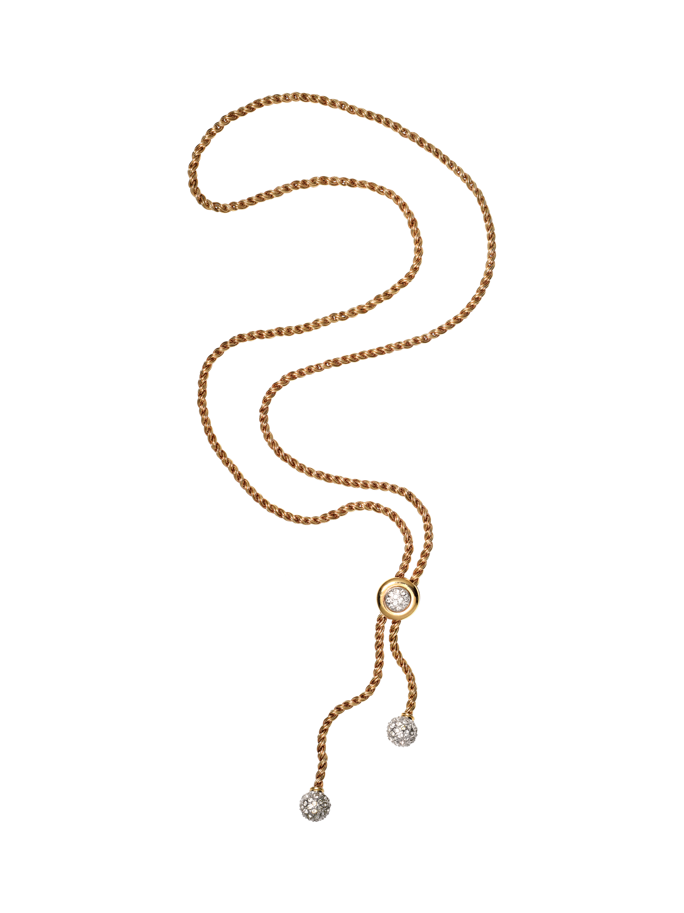 Product image 1 of 3, which shows Eclectica Pre-Loved 22ct Gold Plated Crystal Lariat Necklace, Dated Circa 1980s