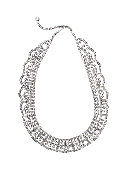 Eclectica Pre-Loved Rhinestone Statement Collar Necklace, Dated Circa 1960s, Silver