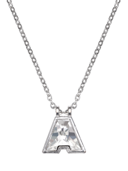 Eclectica Pre-Loved Refound Swarovski Crystal Initial Pendant Necklace, Dated Circa 1980s, Silver/ A