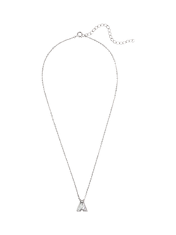 Eclectica Pre-Loved Refound Swarovski Crystal Initial Pendant Necklace, Dated Circa 1980s - view 2, Silver/ A